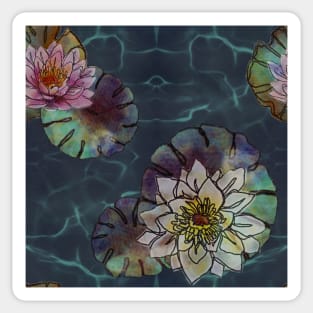 Lotus flowers Dark Blue Sticker